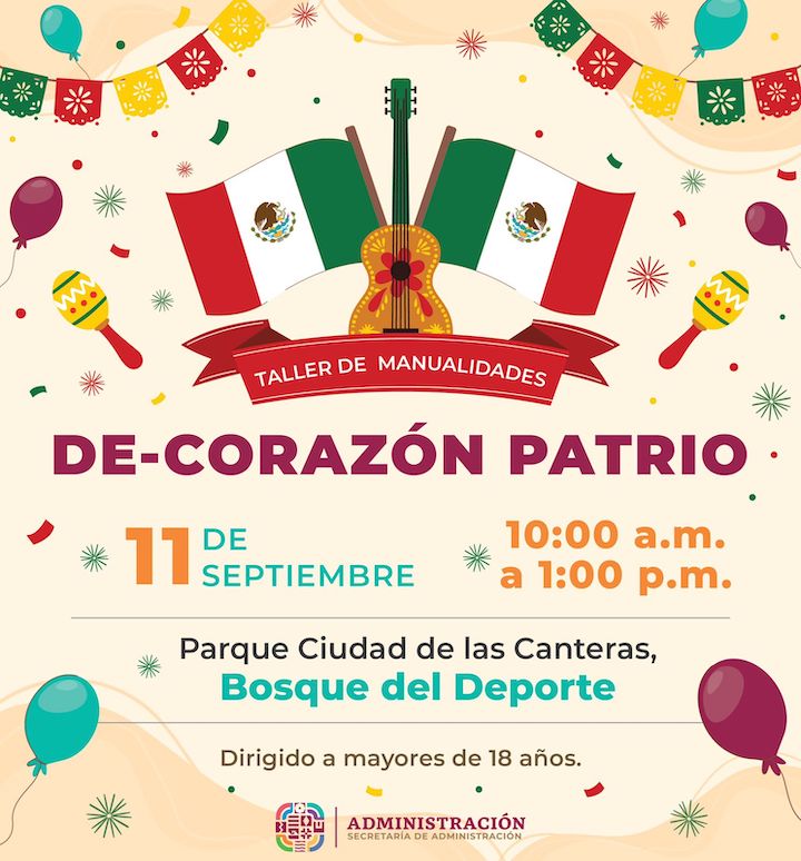 Invita Secretaría de Administración a participar en talleres del mes patrio 