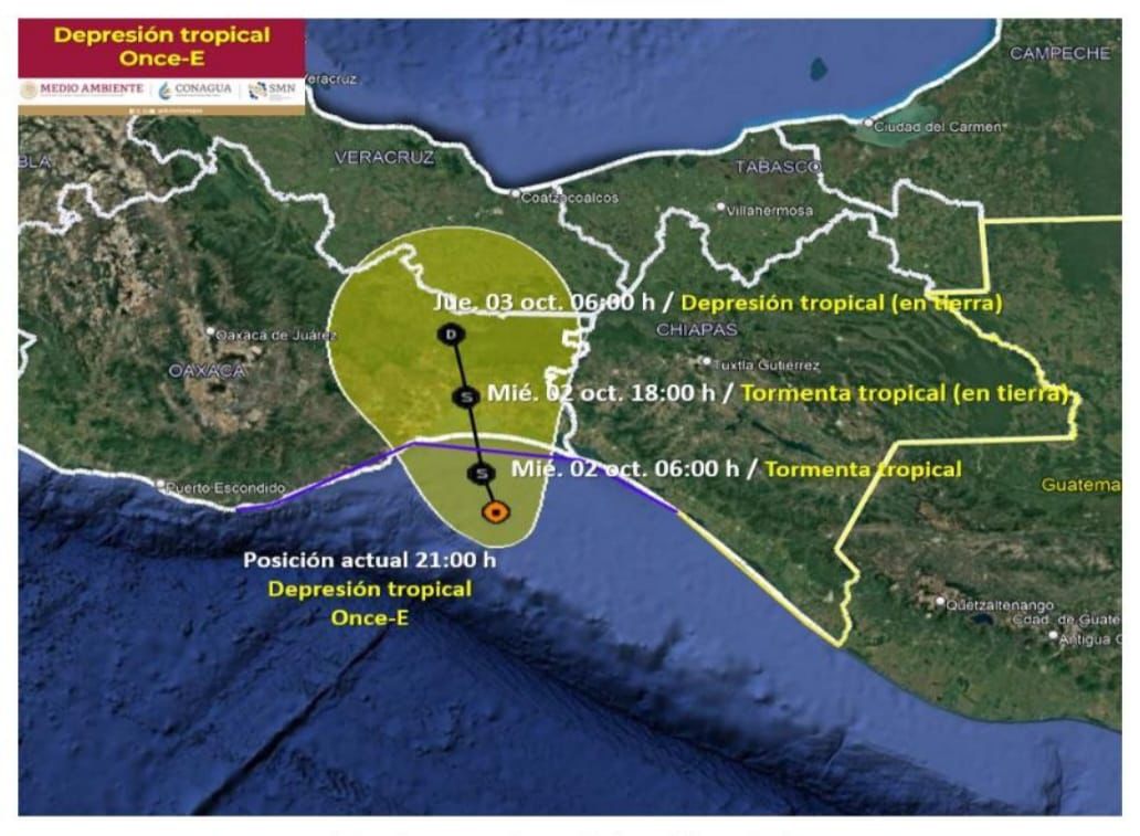 Depresión tropical Once-E mantiene en alerta máxima a 42 municipios de Oaxaca