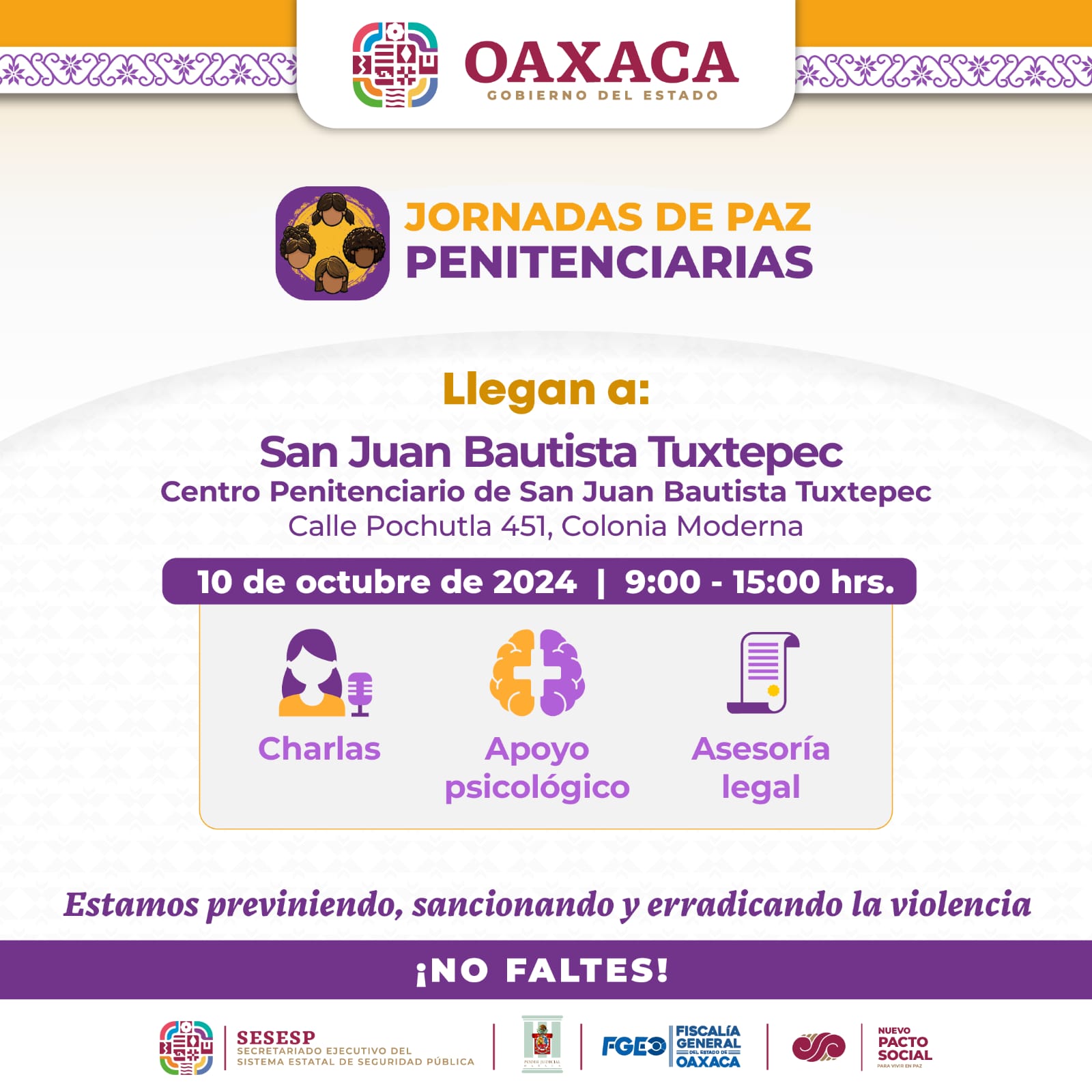 Jornadas de Paz y Justicia para Mujeres, Adolescentes y Niñas llegarán a la región de la Cuenca del Papaloapan