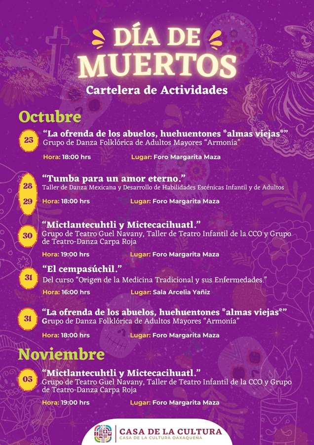 Invitan a disfrutar de la programación especial de Día de Muertos en la CCO