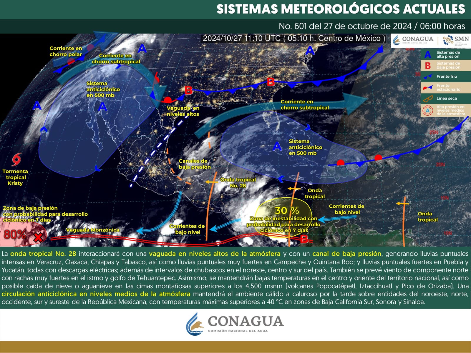 Onda tropical número 28 ocasionará lluvias en algunas regiones de Oaxaca para este domingo 
