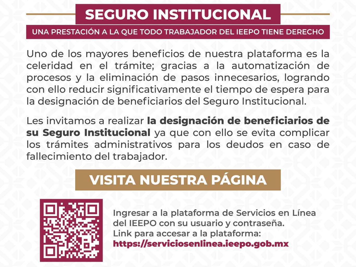 Digitaliza IEEPO trámite de Seguro de Vida para su personal