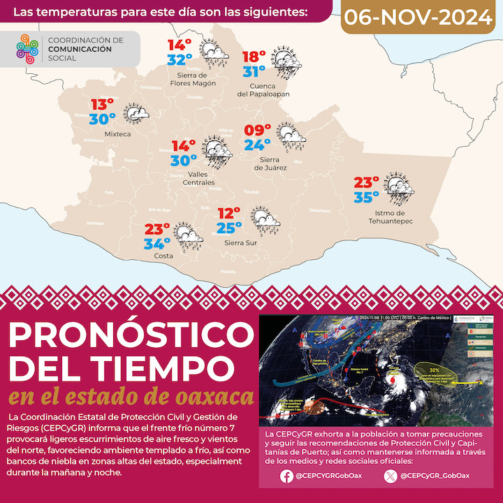 Permanecerá ambiente fresco en zonas altas de Oaxaca para este miércoles