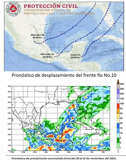Frente frío número 10 dejará lluvias en la zona norte de Oaxaca