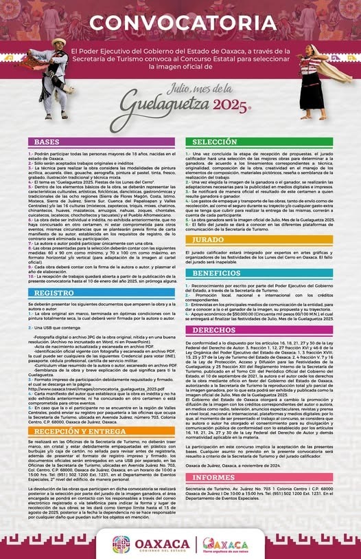 Este 10 de enero, fecha límite para registrar propuestas para la imagen oficial de la Guelaguetza 2025