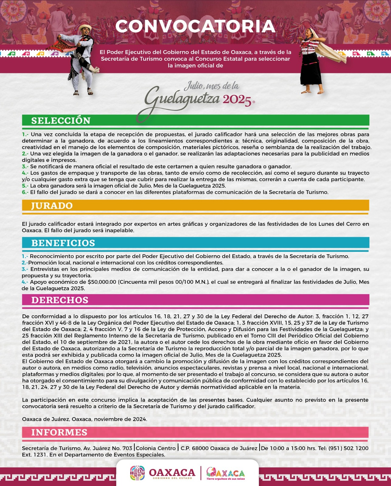 Faltan 11 días para el cierre de la convocatoria de la imagen oficial de la Guelaguetza 2025