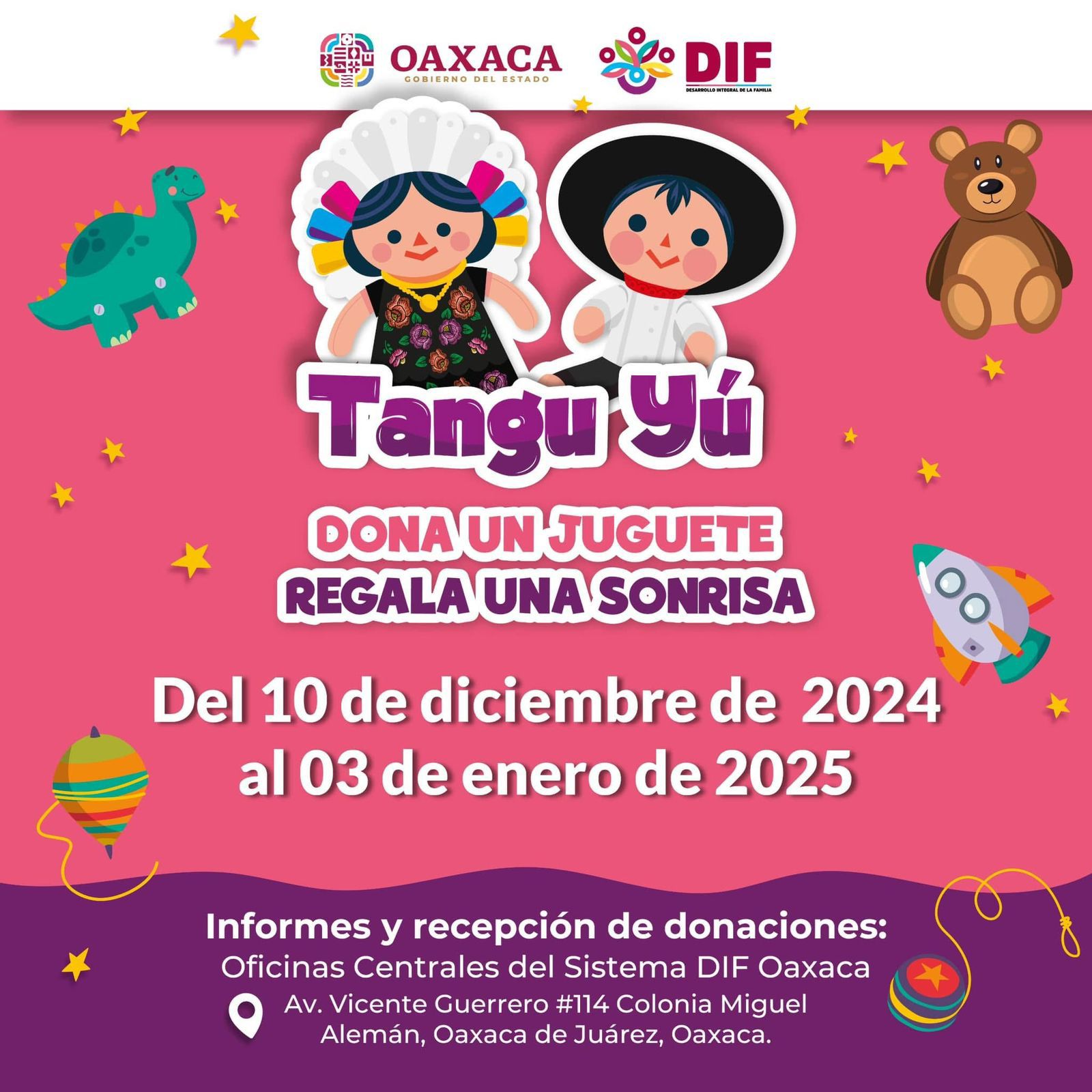 Reitera DIF Oaxaca invitación para sumarse a “TanguYú, dona un juguete, regala una sonrisa”
