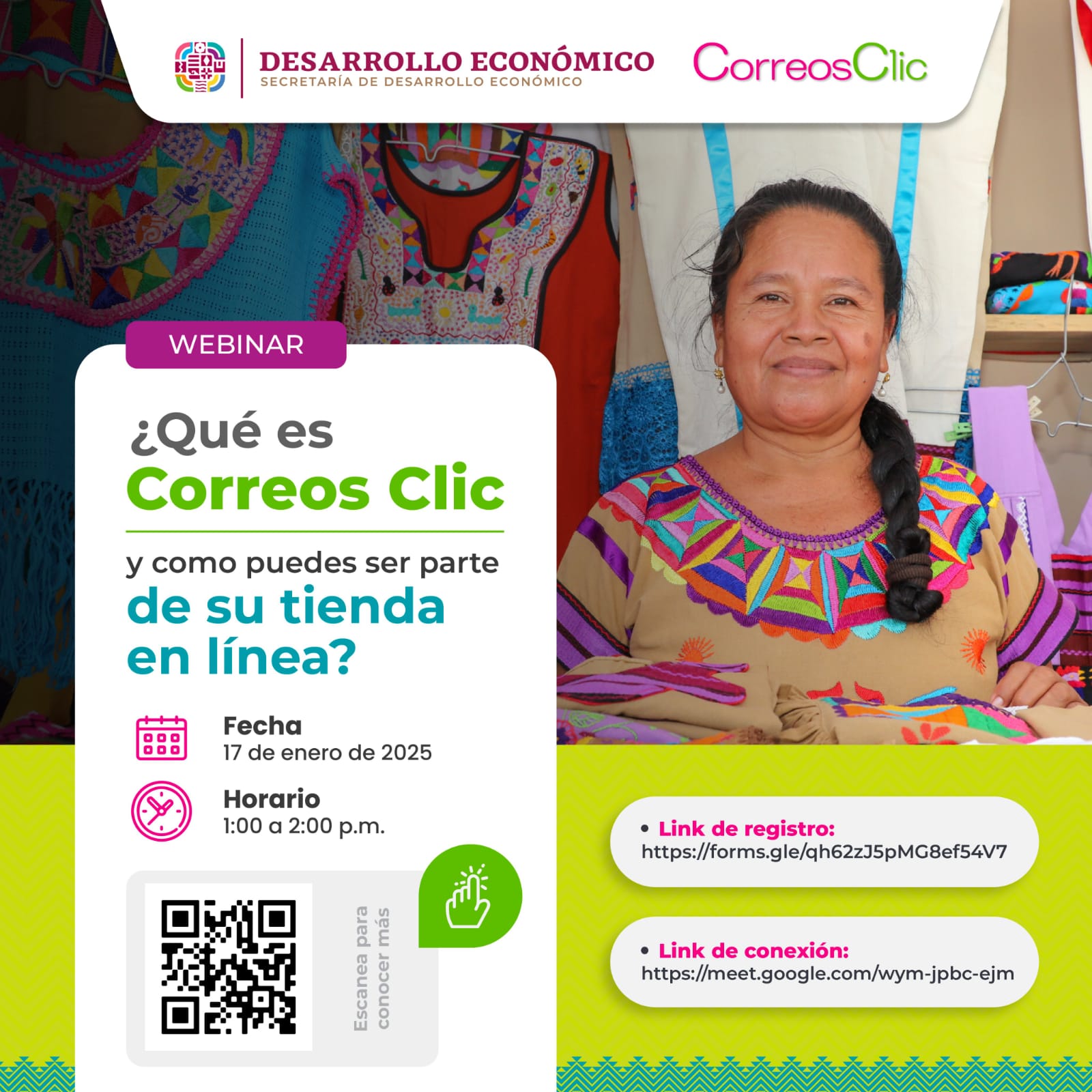 Invita Sedeco a participar en el webinar ¿Qué es Correos Clic y cómo ser parte de su tienda en línea?