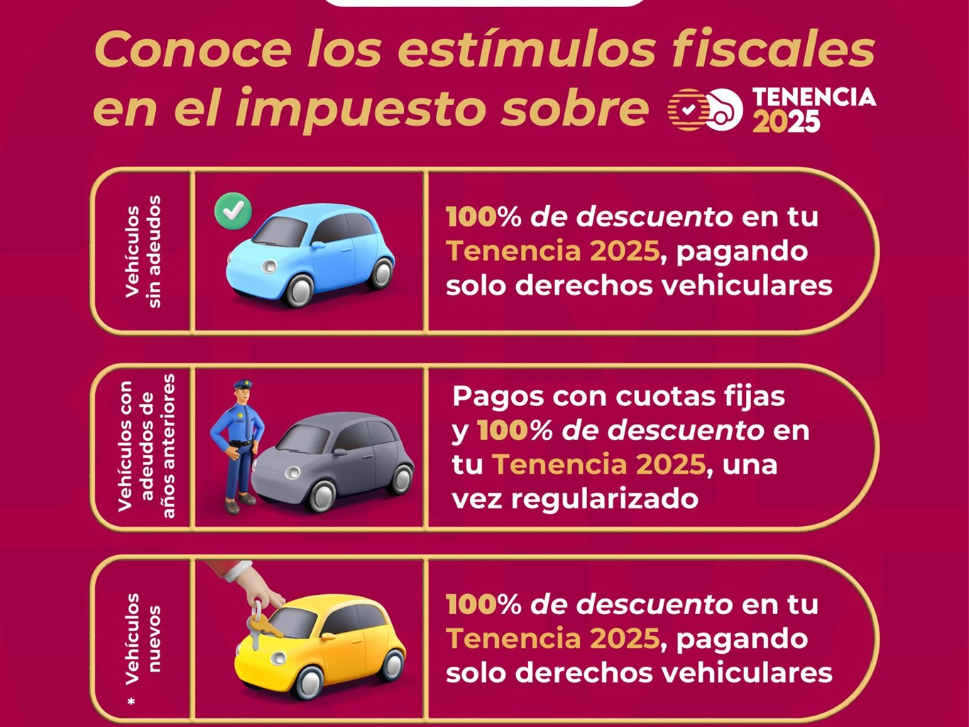 Anuncia Sefin estímulos al pago de tenencia vehicular 2025