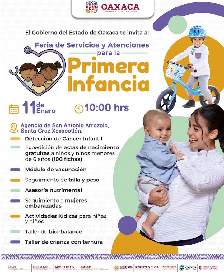 Realizará SE-Sipinna Feria de Servicios y Atenciones para la Primera Infancia en Arrazola, Xoxocotlán