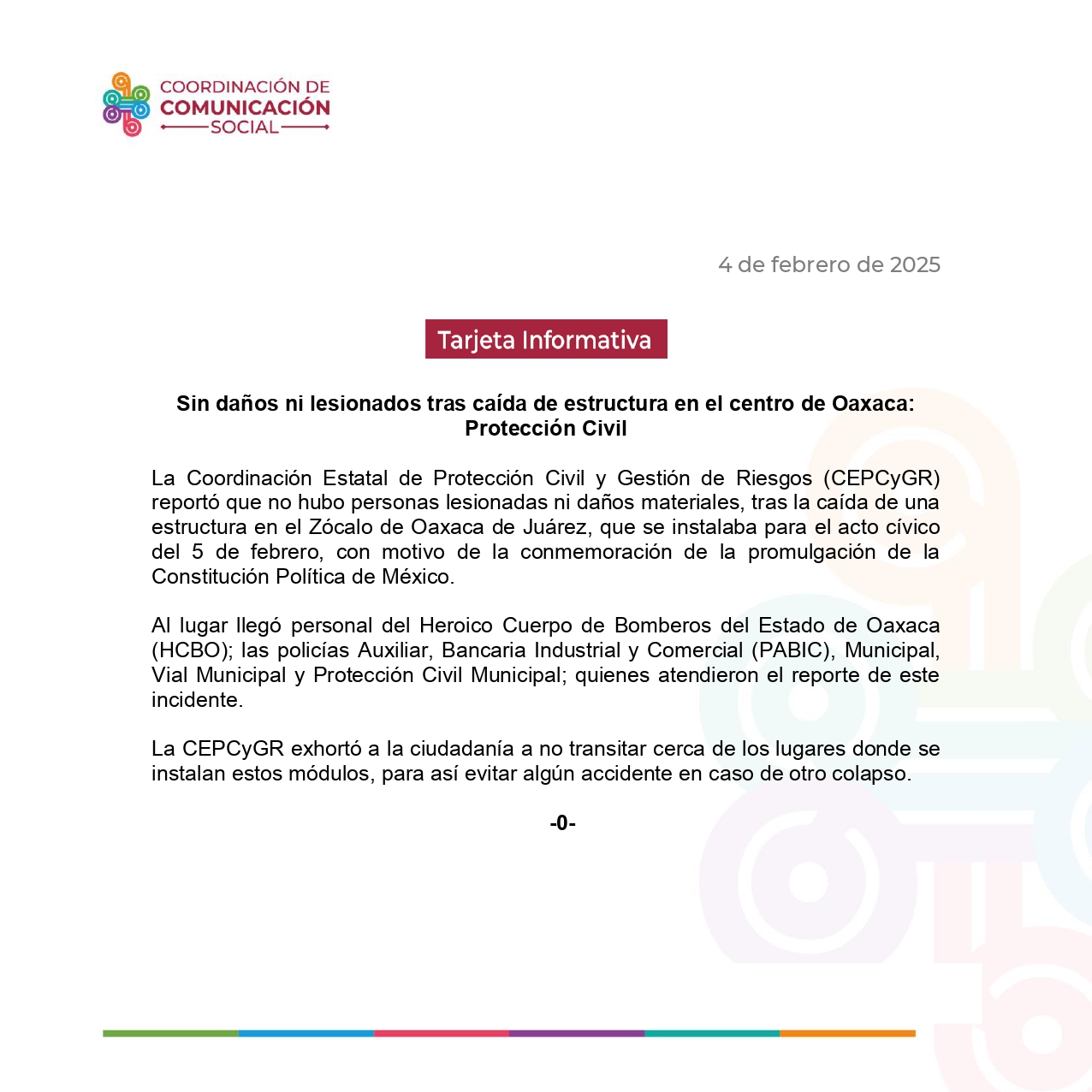 Sin daños ni lesionados tras caída de estructura en el centro de Oaxaca: Protección Civil