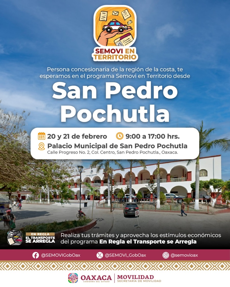 Acercará Semovi más de 20 trámites y servicios a San Pedro Pochutla