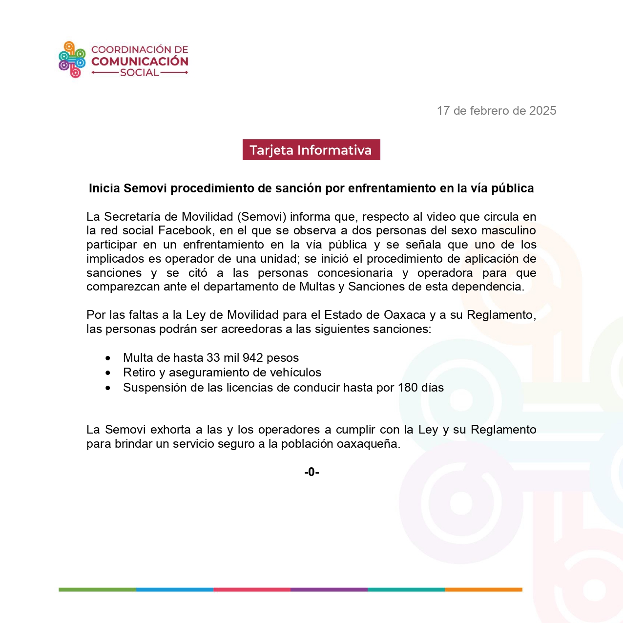 Inicia Semovi procedimiento de sanción por enfrentamiento en la vía pública