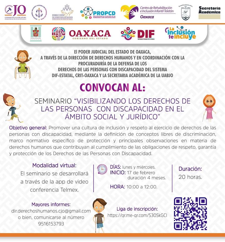 Invita DIF Oaxaca a seminario con perspectiva de discapacidad