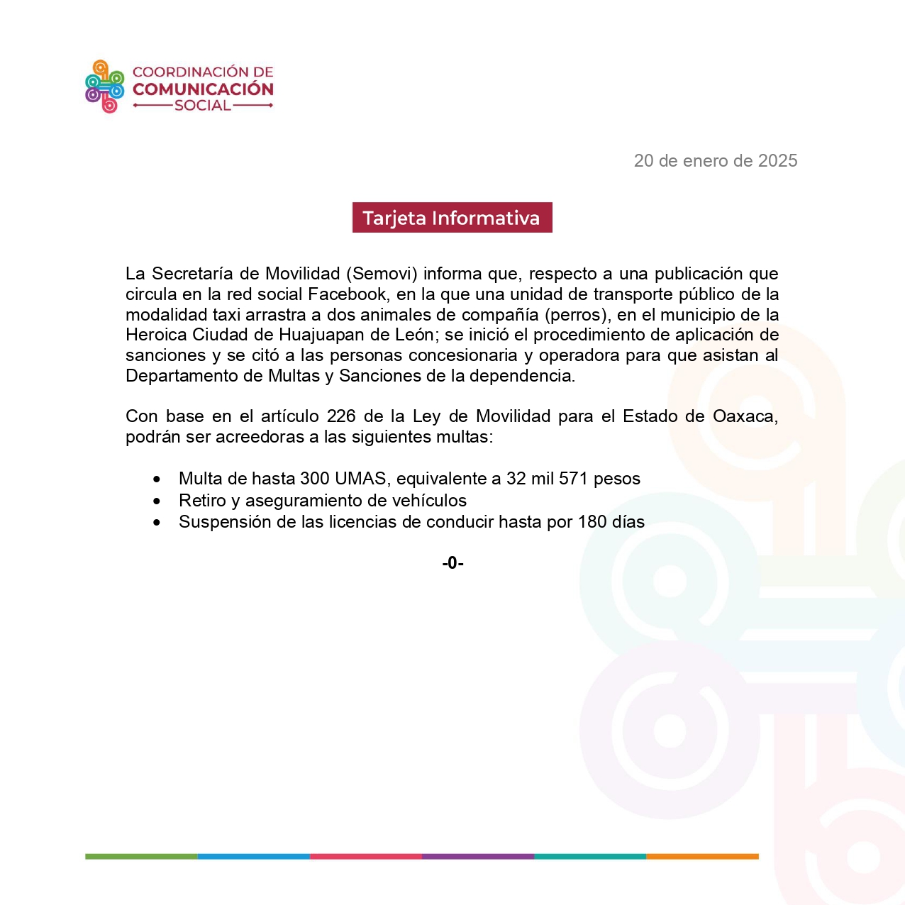 La Secretaría de Movilidad (Semovi) informa