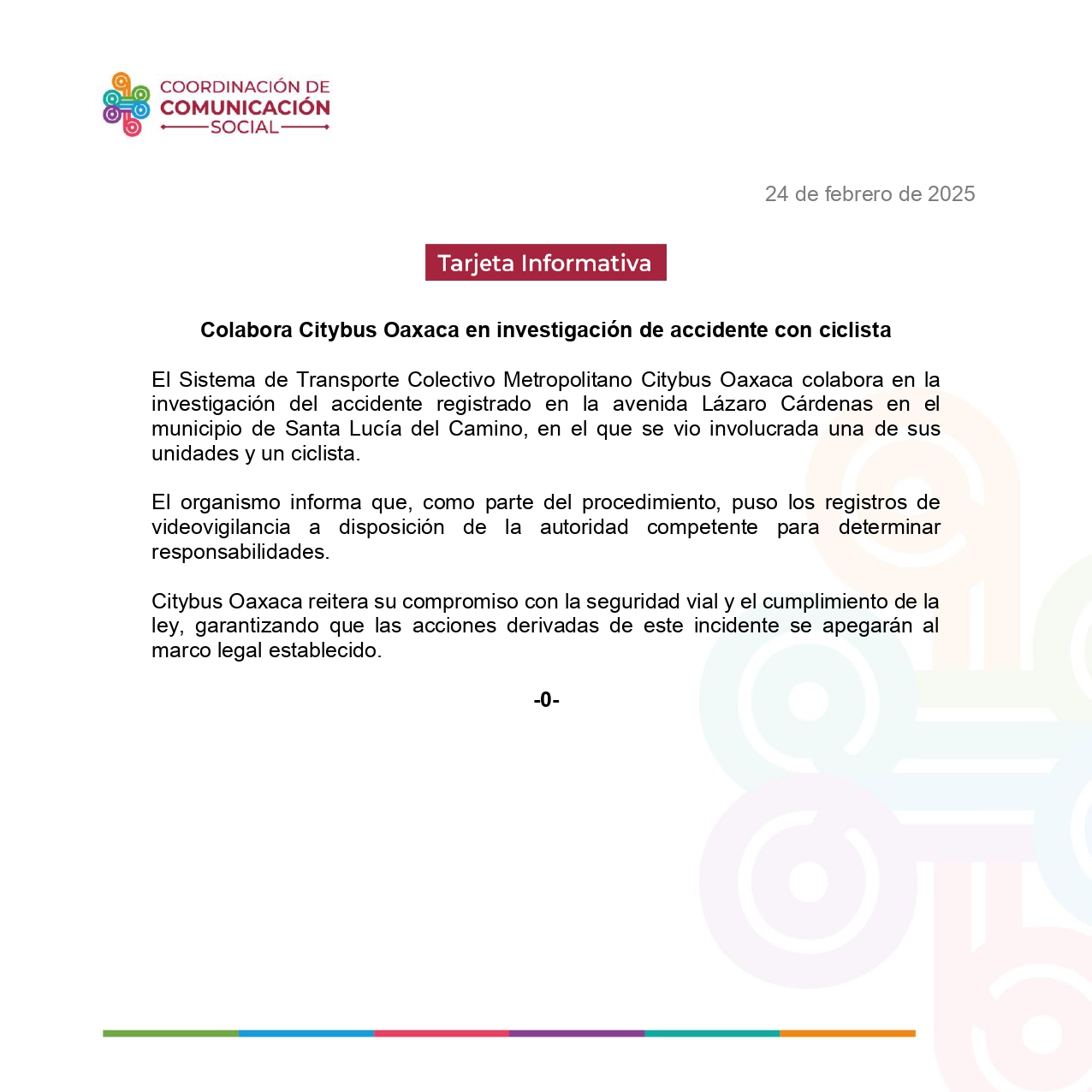 Colabora Citybus Oaxaca en investigación de accidente con ciclista