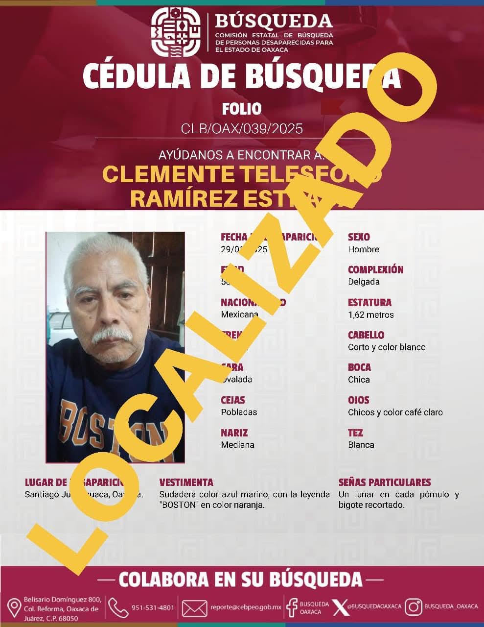 Localizan con vida a adulto mayor en Huajuapan de León