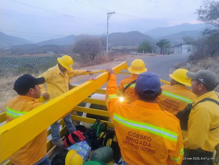 Refuerza Coesfo combate a incendio forestal en San Pedro Pochutla