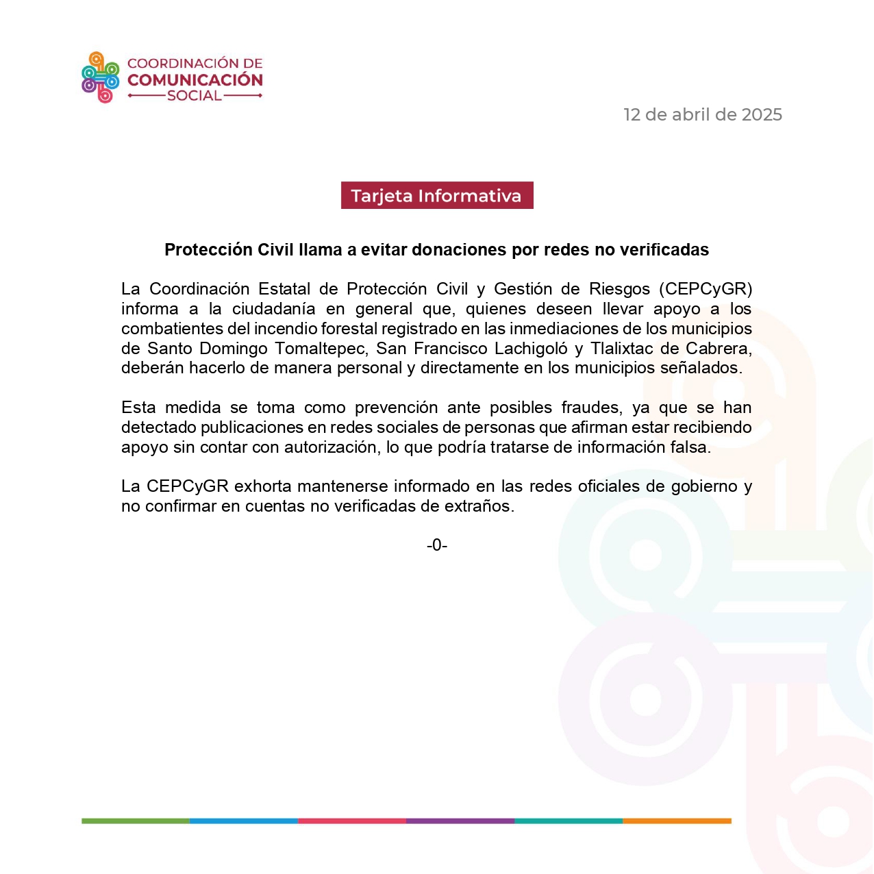 Protección Civil llama a evitar donaciones por redes no verificadas