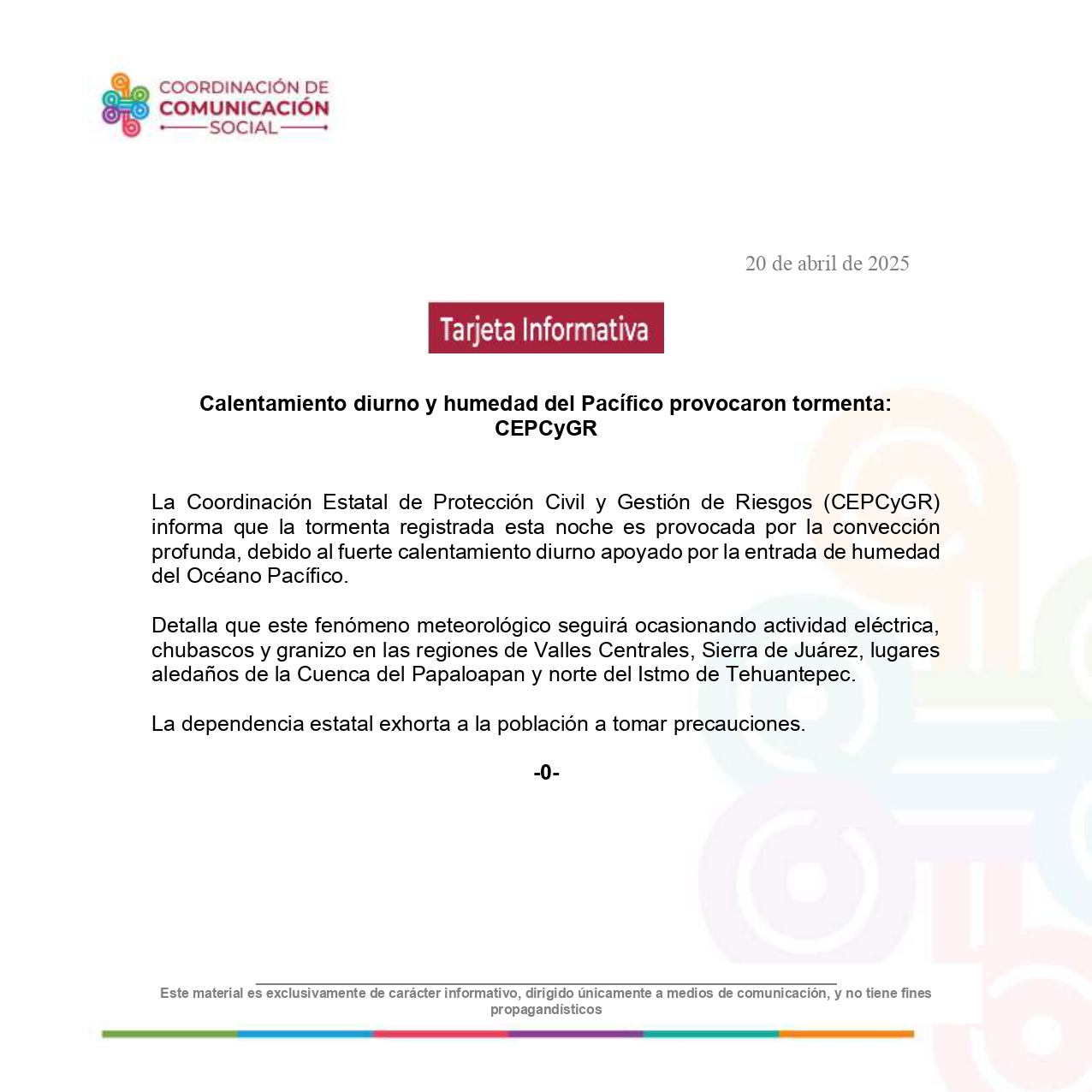Calentamiento diurno y humedad del Pacífico provocaron tormenta: CEPCyGR