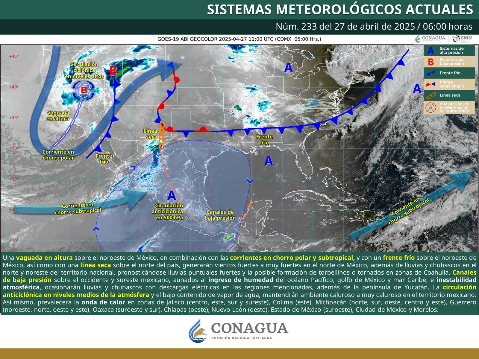 Continuarán temperaturas muy calurosas sobre el suroeste y sur de Oaxaca