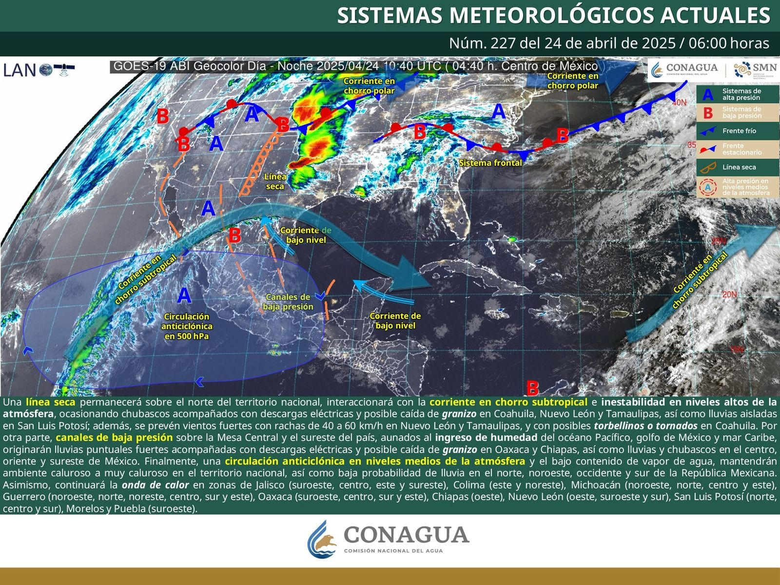 Continuarán lluvias de intensidad variable con tormentas puntuales en la entidad