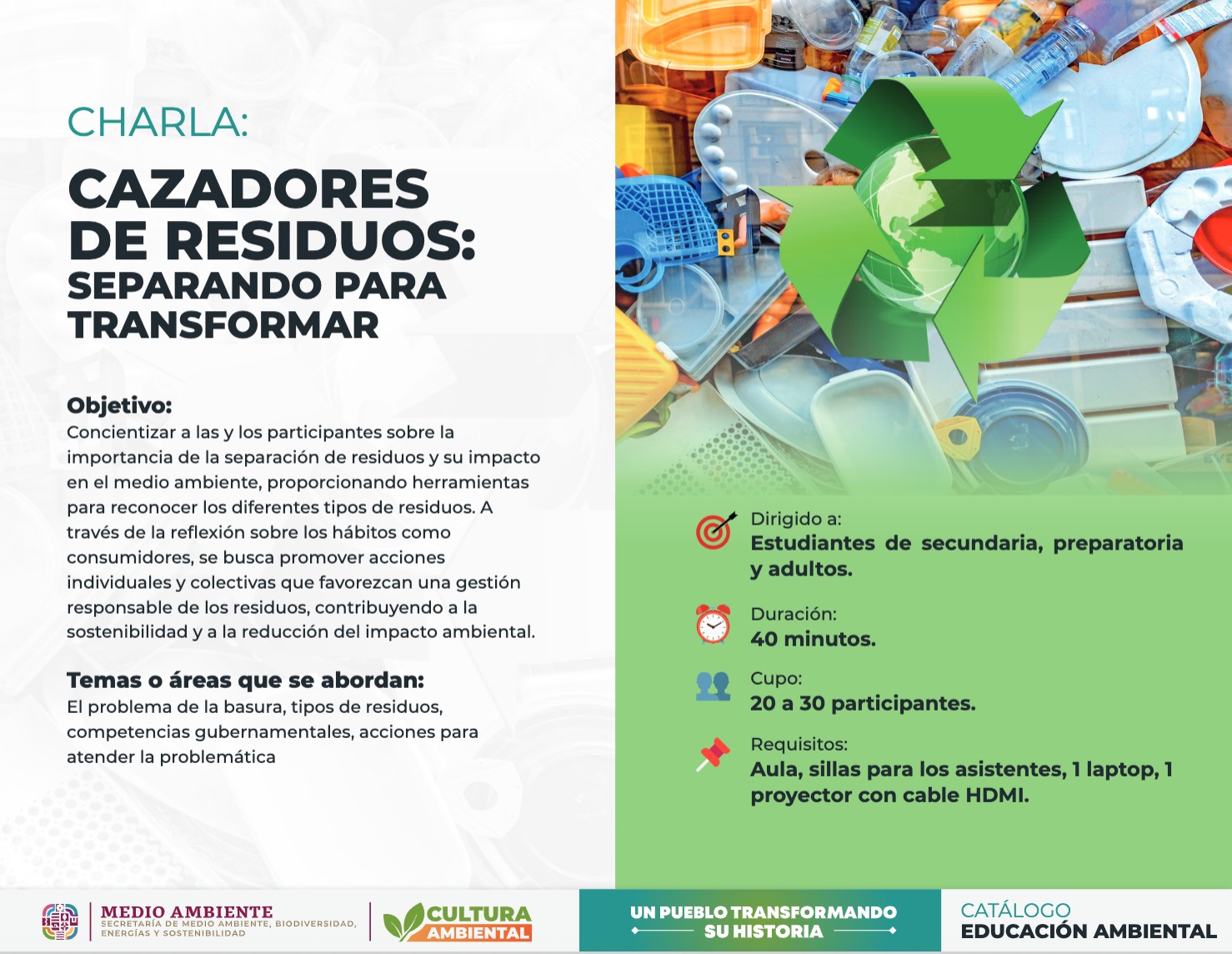 Oferta Gobierno del Estado cursos para fomentar la educación ambiental