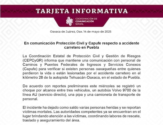 En comunicación Protección Civil y Capufe respecto a accidente carretero en Puebla