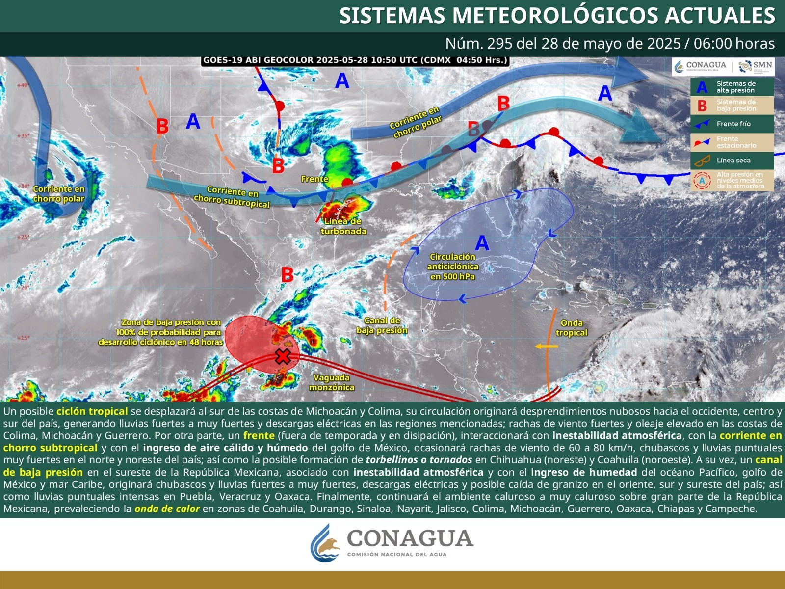 Pronostican primera Depresión Tropical frente a costas del Pacífico