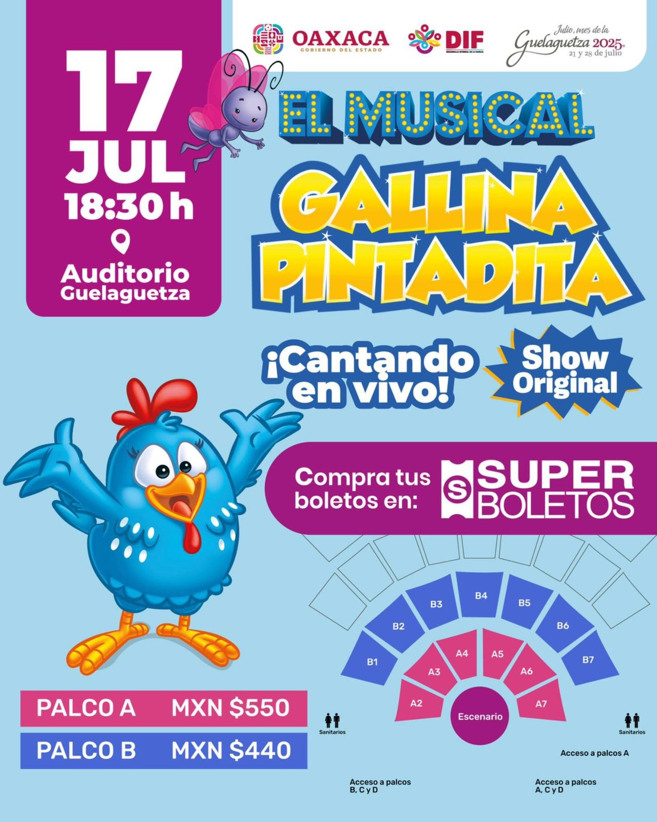 Invita DIF Oaxaca a adquirir boletos para el musical “Gallina Pintadita”