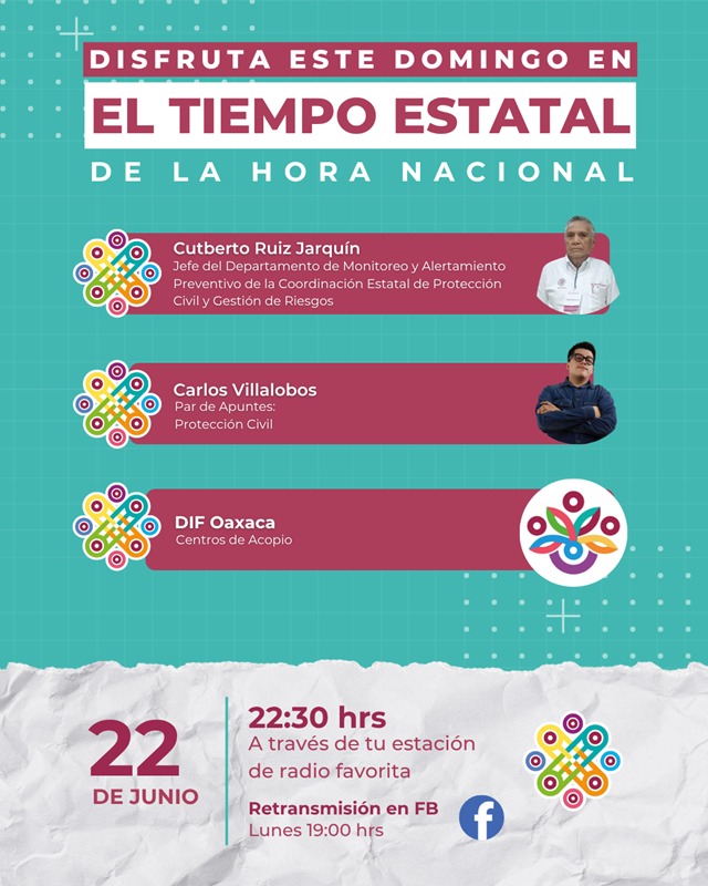 Abordará El Tiempo Estatal de la Hora Nacional medidas preventivas para el temporal de lluvias y ciclones