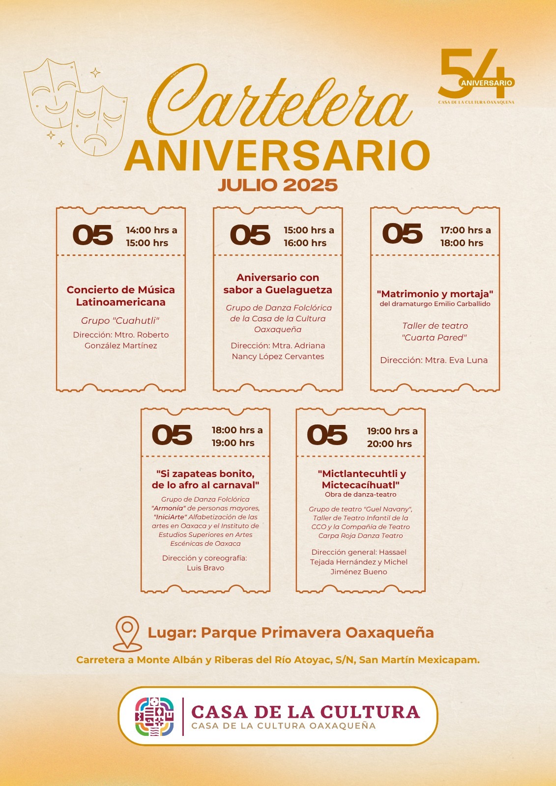 Con espectáculos escénicos y música, CCO celebra sus 54 años de vida cultural