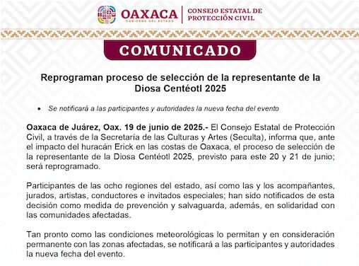 Reprograman proceso de selección de la representante de la Diosa Centéotl 2025