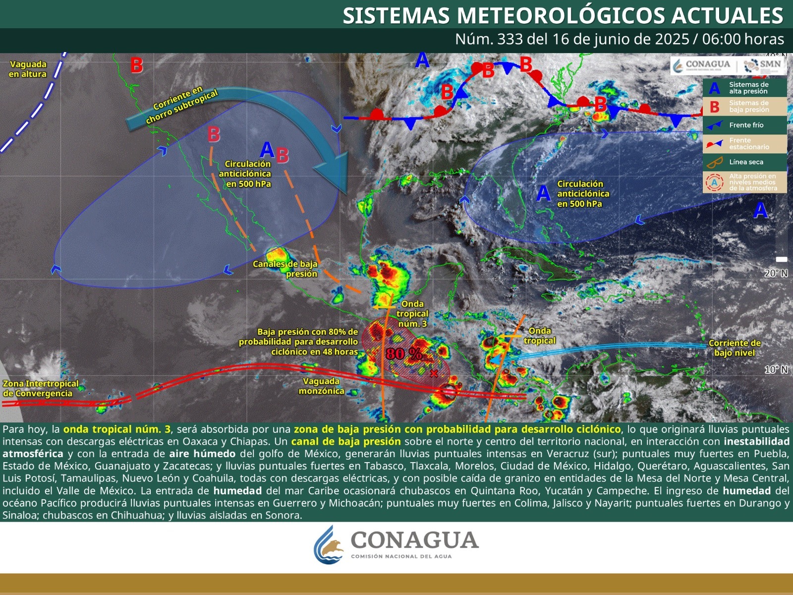Continuarán lluvias con posible actividad eléctrica en Oaxaca