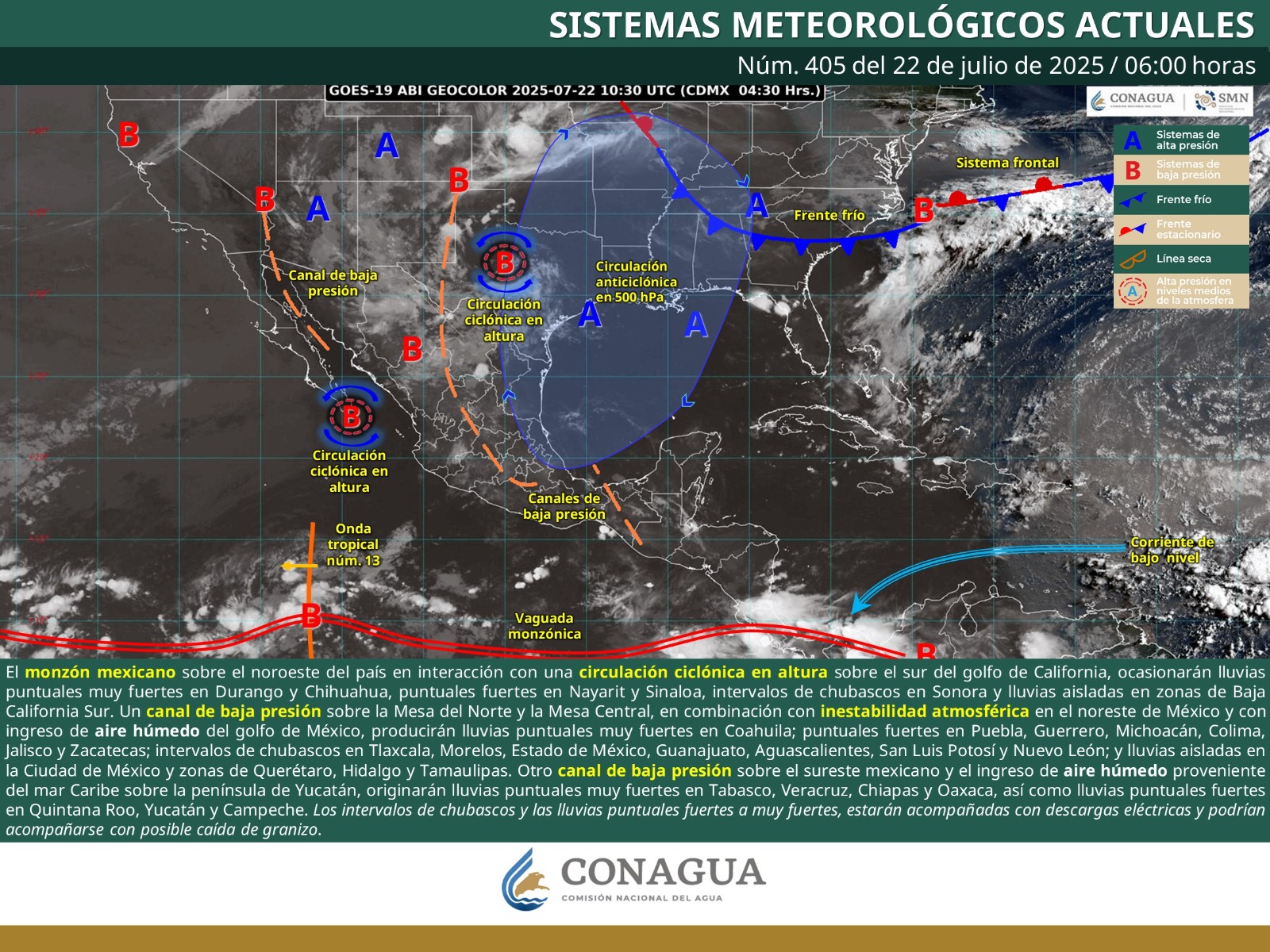 Pronostican lluvias, tormentas, actividad eléctrica, rachas de viento sin descartar granizo en Oaxaca
