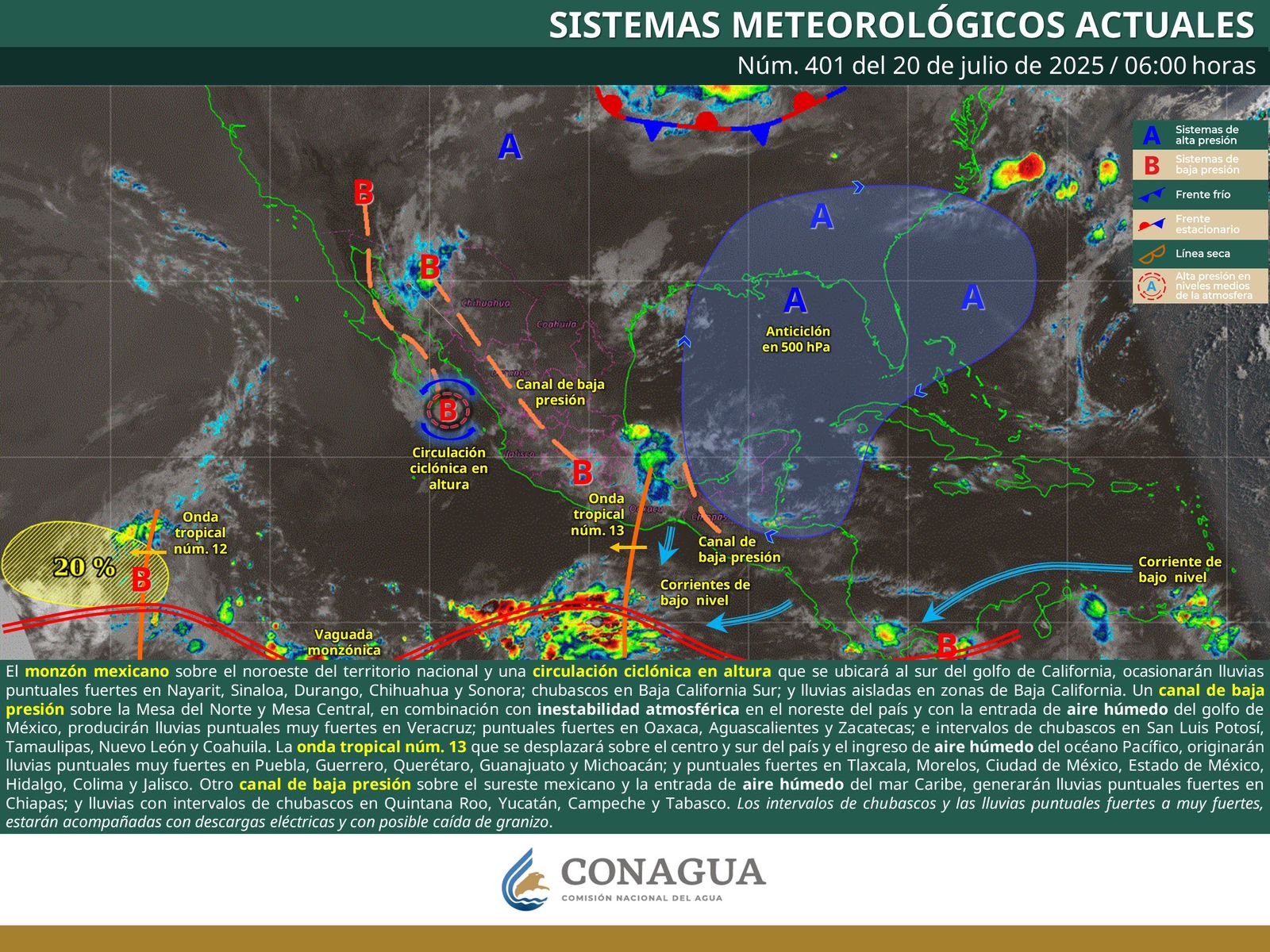 Se prevén tormentas eléctricas con vientos fuertes y chubascos por la tarde-noche en Oaxaca