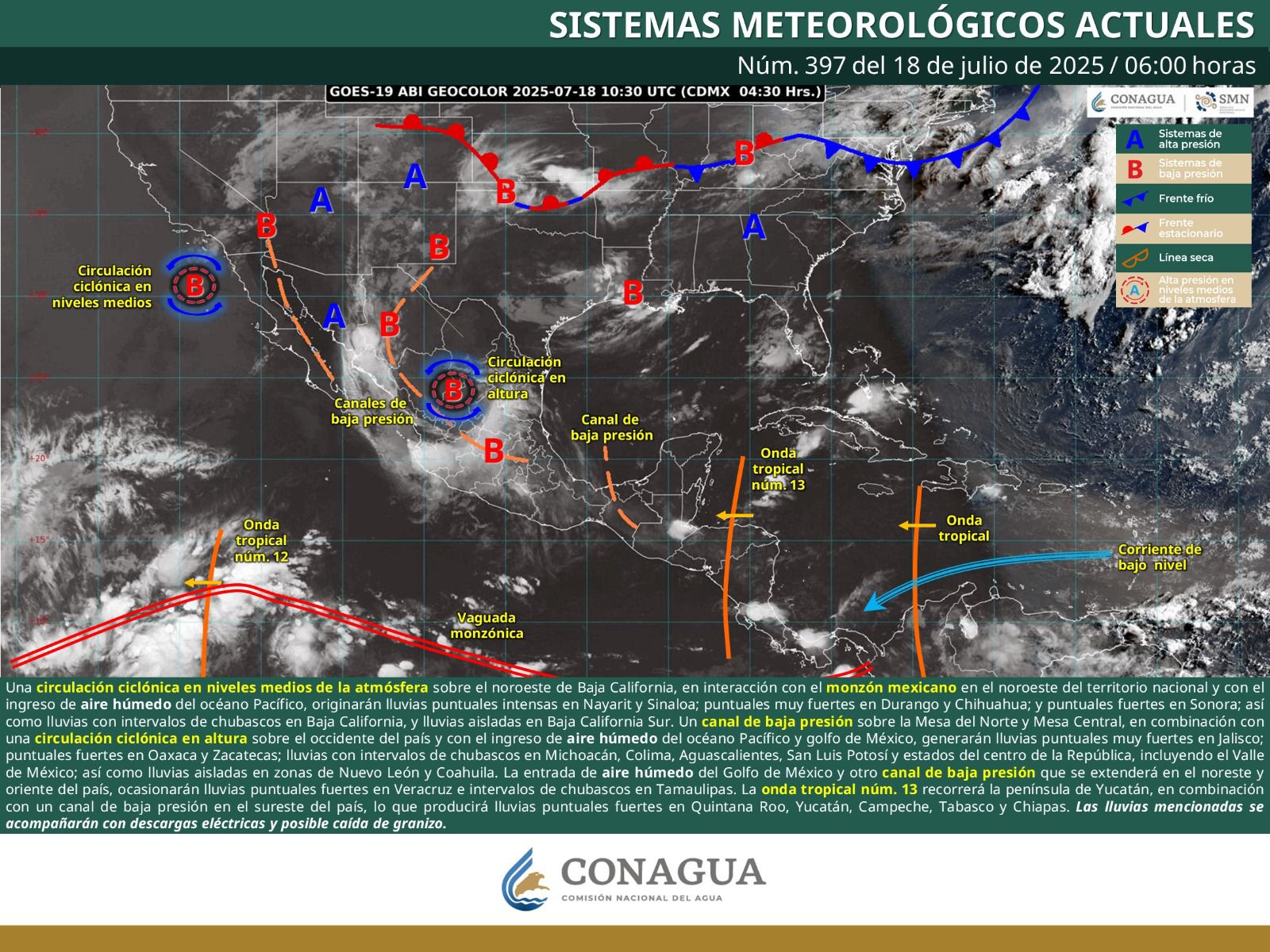 Continuarán lluvias aisladas y vientos fuertes por la tarde en Oaxaca