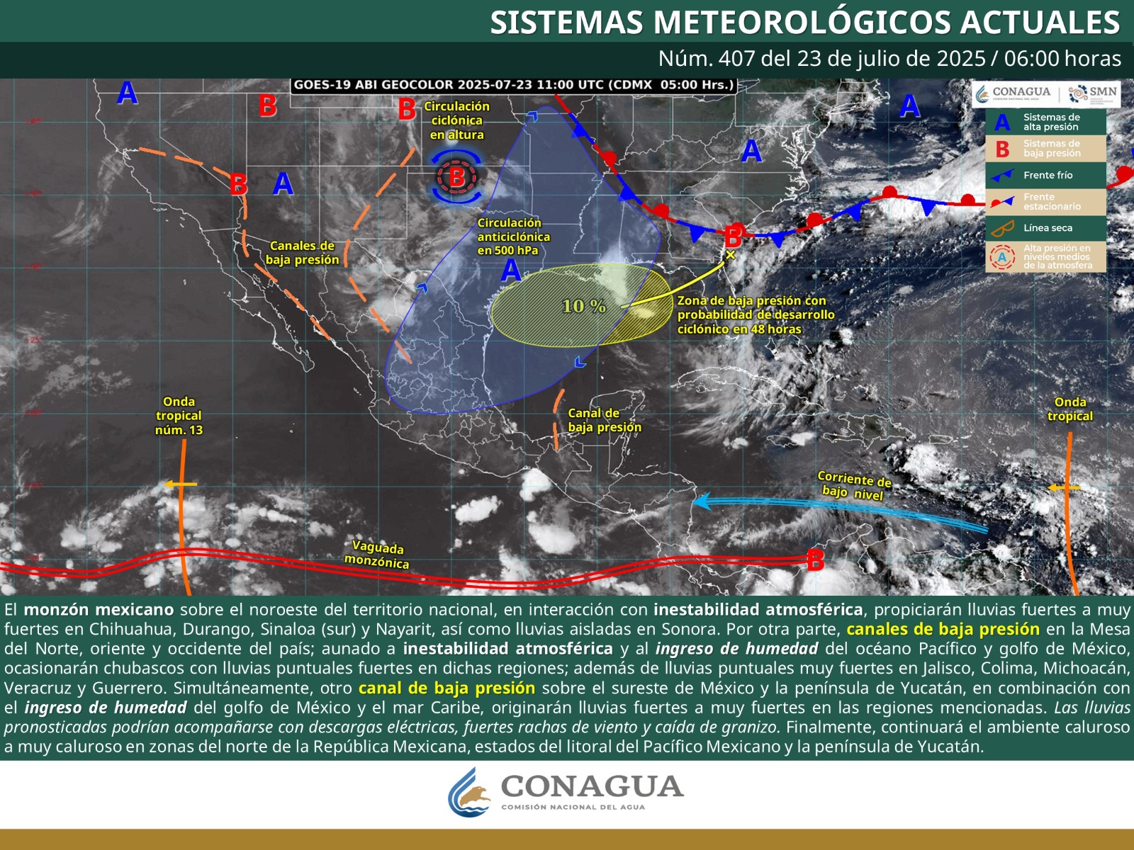 Se espera baja probabilidad de lluvias y tormentas para este miércoles en Oaxaca
