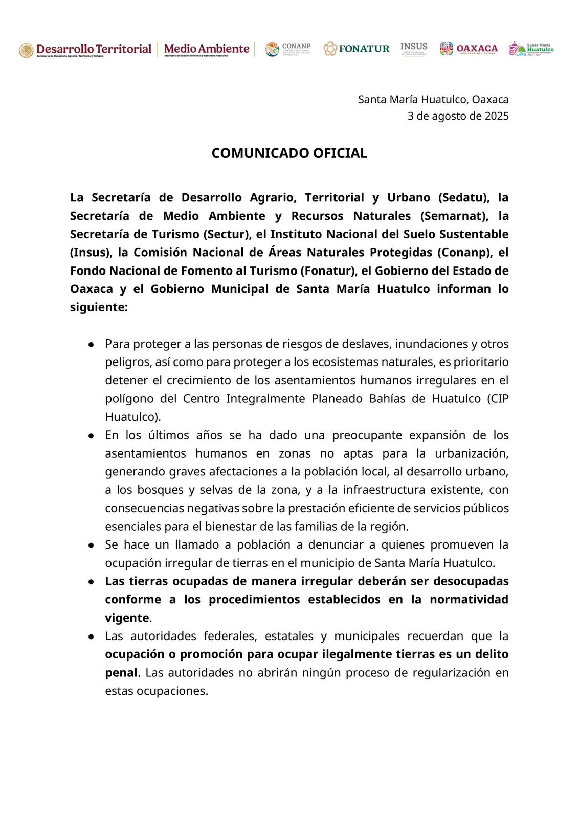 COMUNICADO OFICIAL