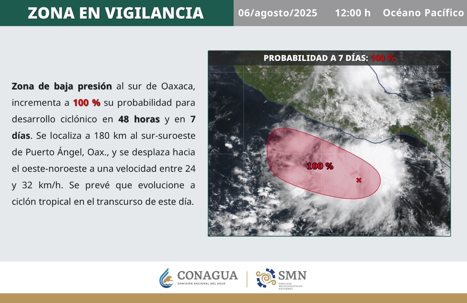 CEPCyGR mantiene monitoreo ante sistema con 100% de probabilidad a ciclón tropical