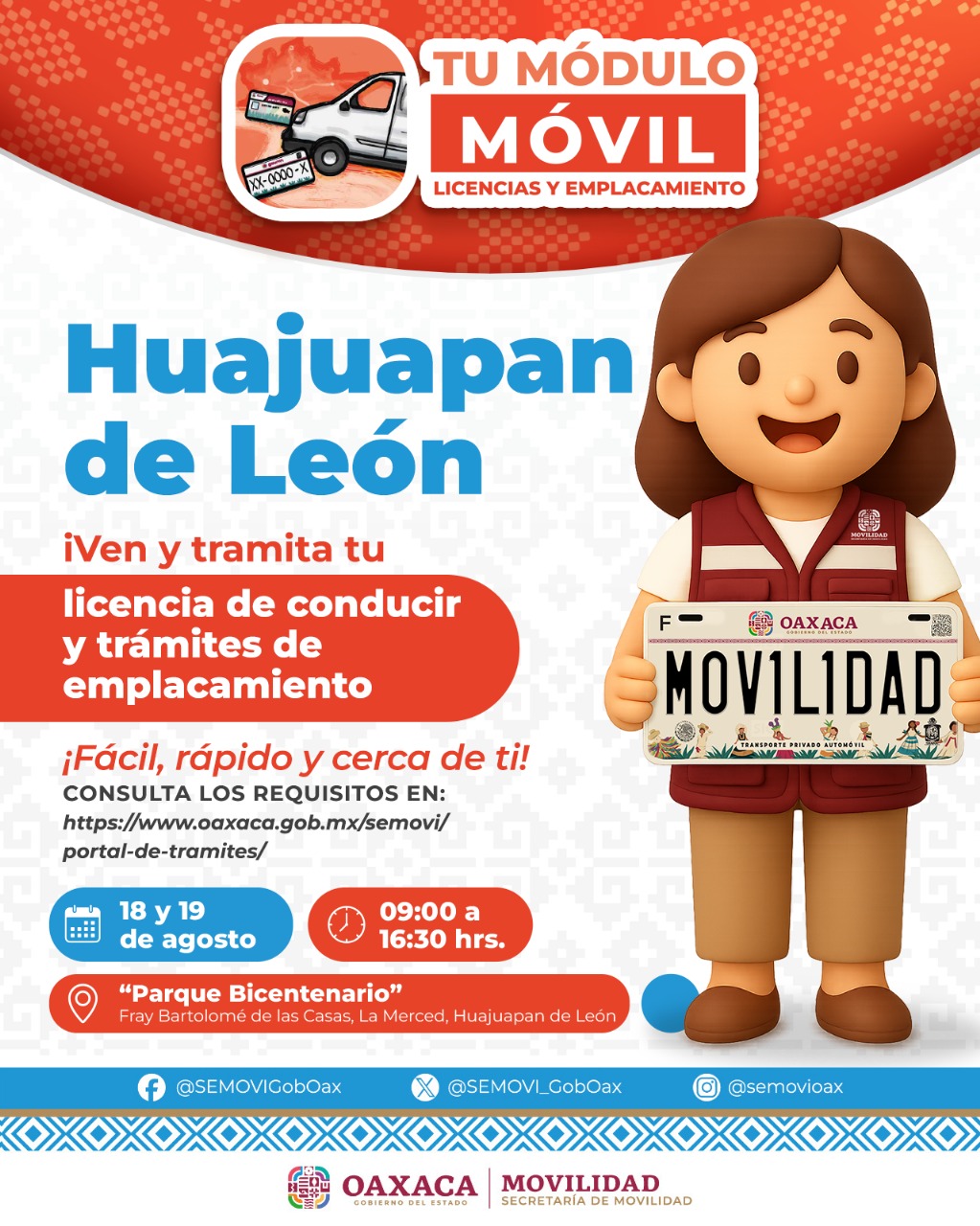 Llevará Semovi trámite de servicios a Huajuapan con su módulo móvil