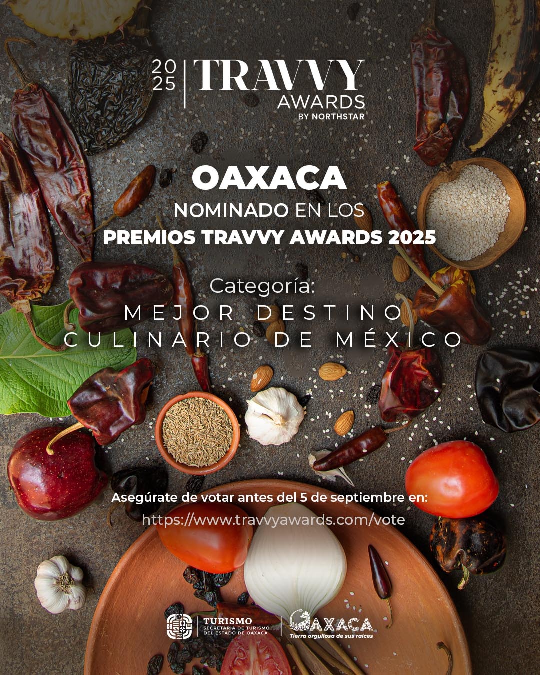 Sectur Oaxaca invita a votar por el estado en los Travvy Awards 2025