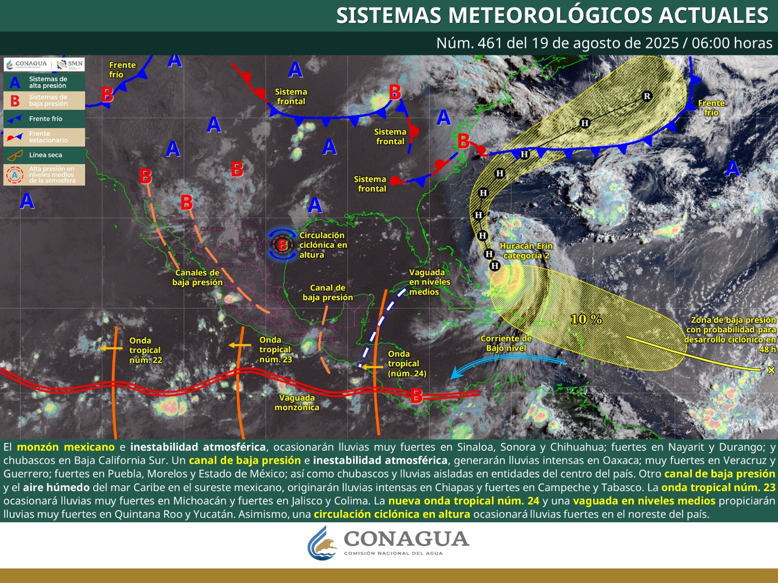 Se prevén lluvias, tormentas y chubascos con mayor presencia en la Sierra Sur para este martes