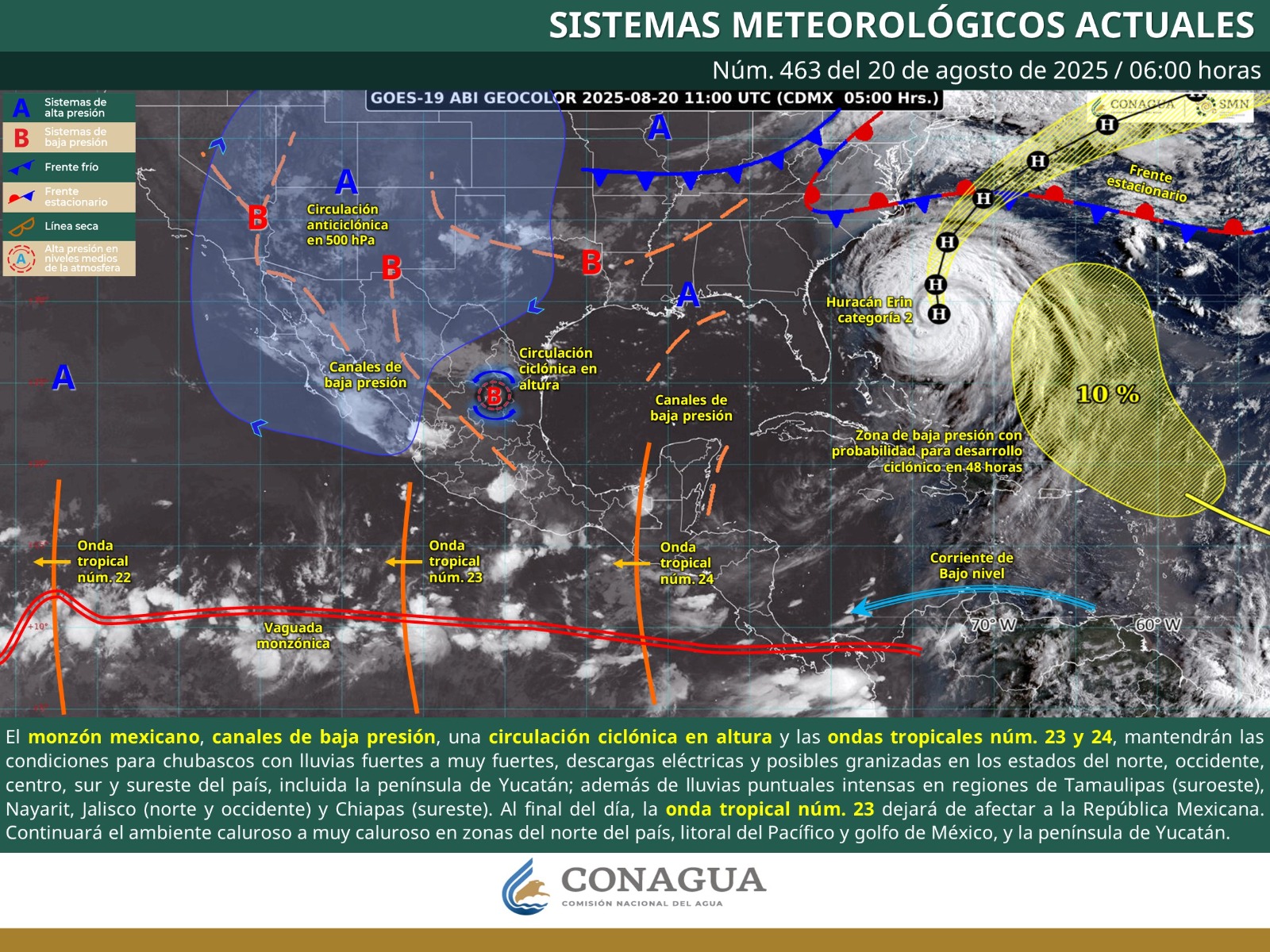 Pronostican tormentas con mayor riesgo en la Sierra Sur y laderas cercanas a la Costa oaxaqueña este miércoles