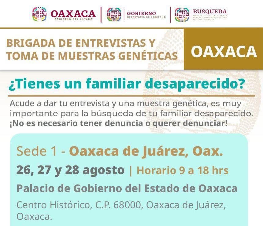 Convoca CLB Oaxaca a familias a participar en la Primera Brigada de Entrevistas y Toma de Muestras Genéticas