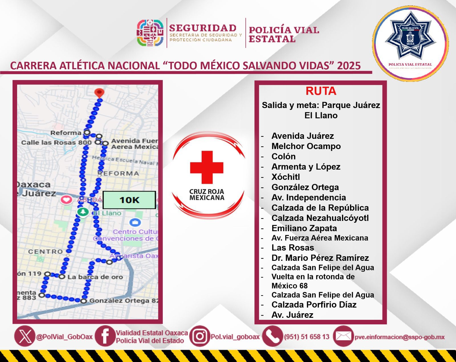Implementará Policía Vial Estatal dispositivo por Carrera “Todo México Salvando Vidas” 2025 de la Cruz Roja Mexicana