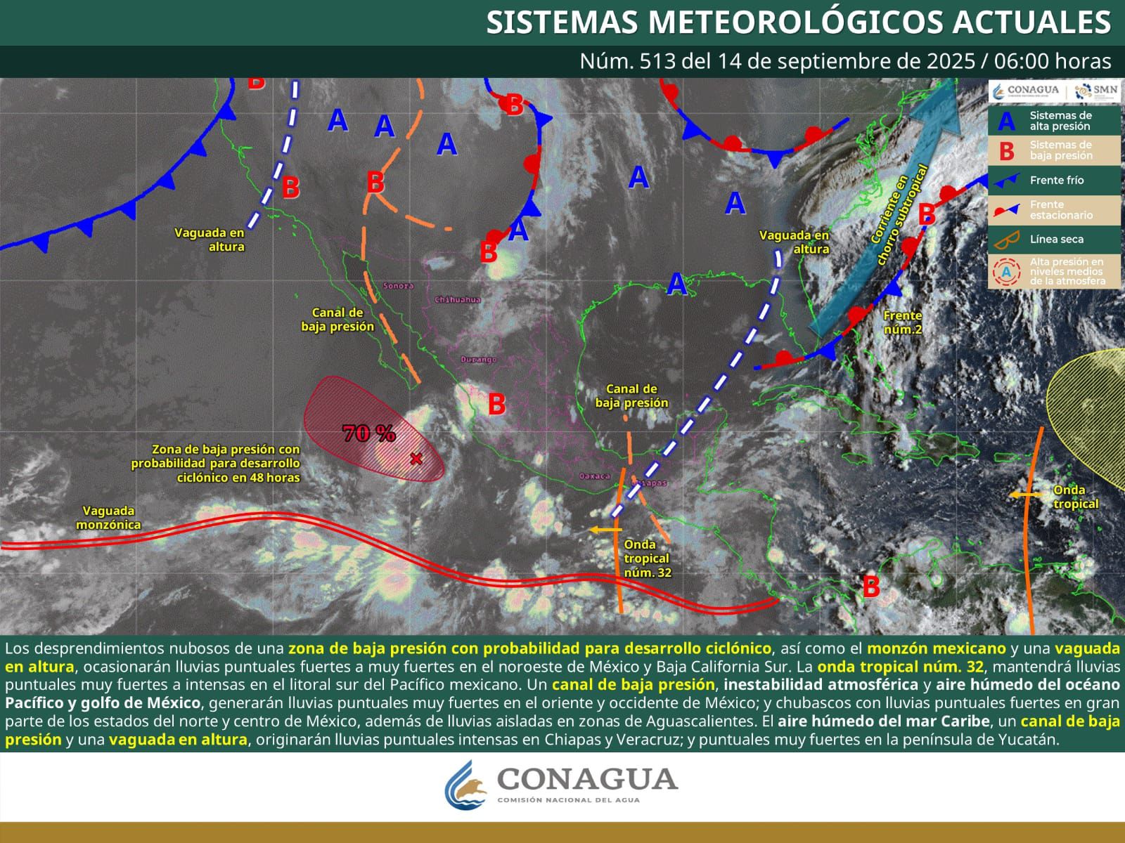 Pronostican lluvias y áreas de tormenta localmente fuertes en Oaxaca durante este domingo