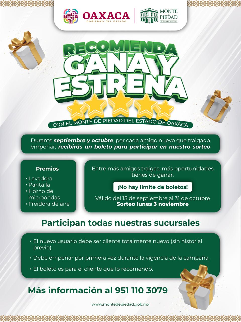 Invita Monte de Piedad a participar en el sorteo “Recomienda, Gana y Estrena”