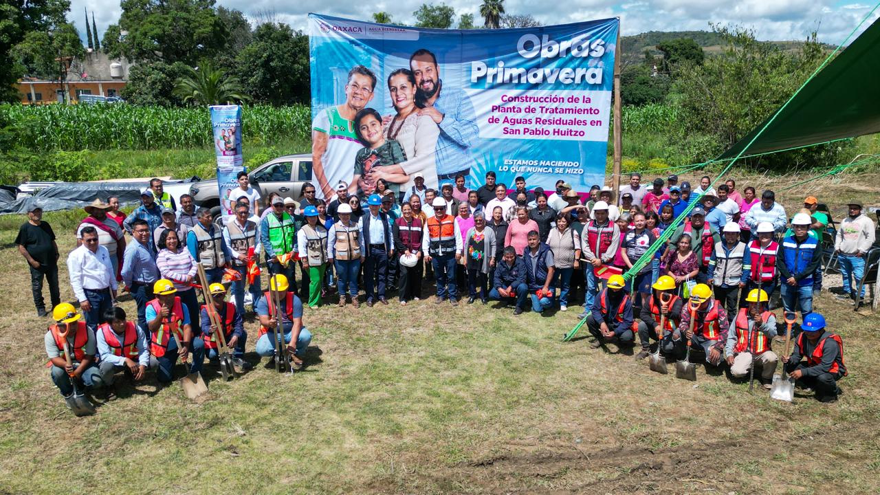Inician Gobierno de Oaxaca y Federación construcción de planta de tratamiento de aguas residuales en San Pablo Huitzo