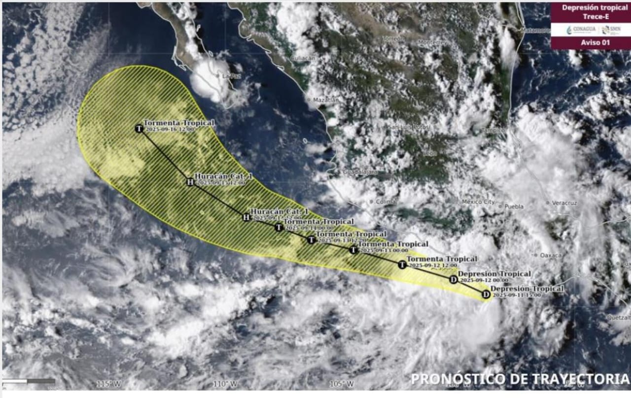 Advierte Protección Civil sobre evento de mar de fondo por depresión tropical Trece-E